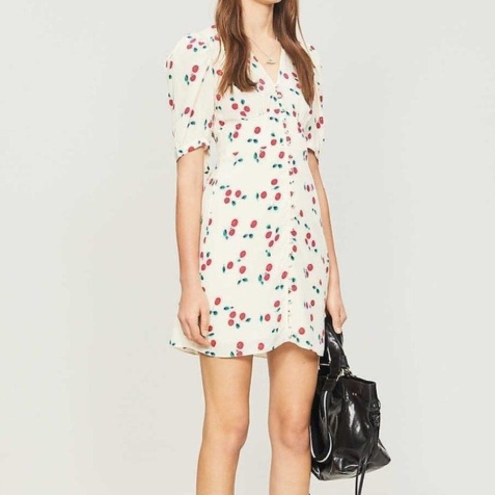 The Kooples Cream Mini Dress with Red Cherry Print
